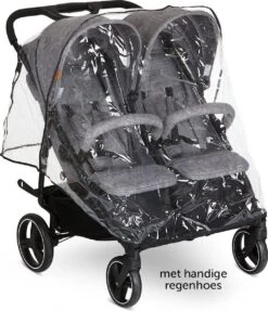 ABC Design Duo Kinderwagen Twin Circle Line - Inclusief Regenhoes - Woven Graphite -Auto Zit Verkoop 1031x1200