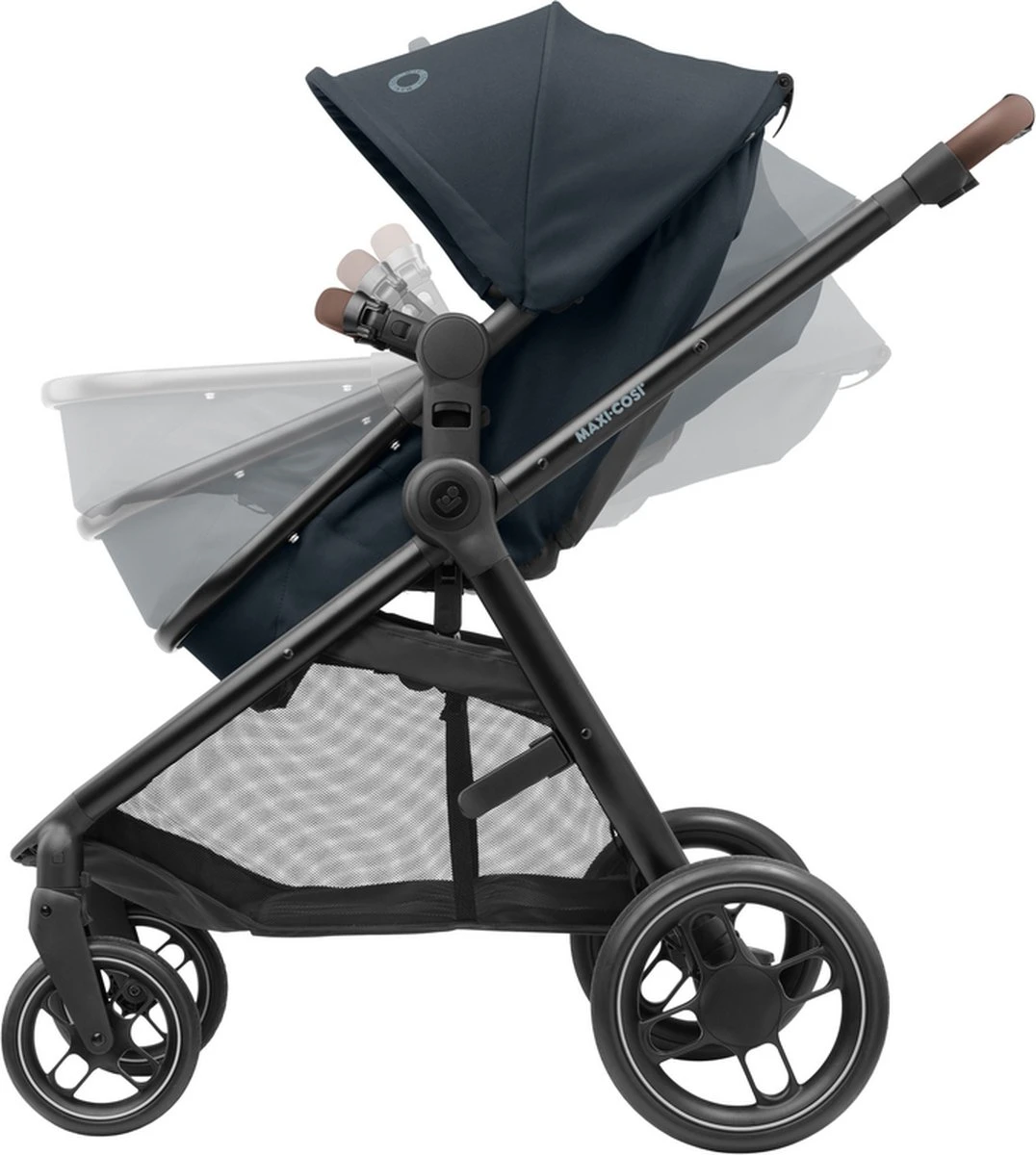 Maxi-Cosi Zelia³ Kinderwagen - Essential Graphite (zwart Frame + Bruin Leer) 8 Maxi-Cosi Zelia³ Kinderwagen - Essential Graphite (zwart Frame + Bruin Leer) - Afbeelding 6