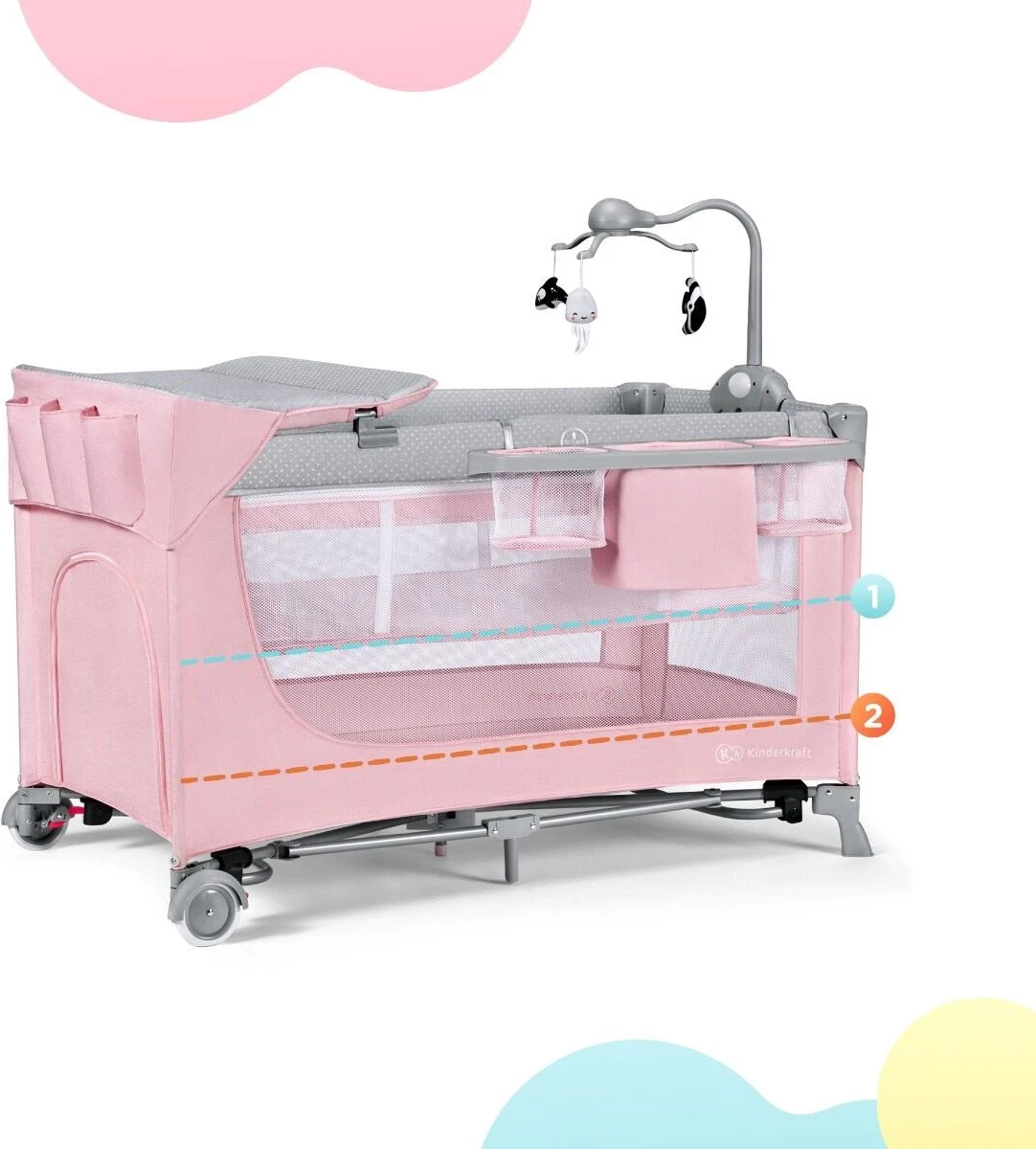 Kinderkraft Campingbed - Leody Met Accessoires - Roze 15 Kinderkraft Campingbed - Leody Met Accessoires - Roze - Afbeelding 13