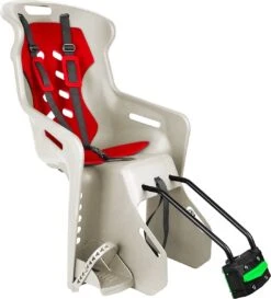 Brioso Fietsstoeltje Achter – Achterzitje Fiets – Kinderzitje Fiets - Zandgrijs/rood