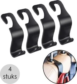 Merkloos Auto Kapstok - Opberghaak - Tashouder - Zwart - 4 Stuks -Auto Zit Verkoop 1098x1200
