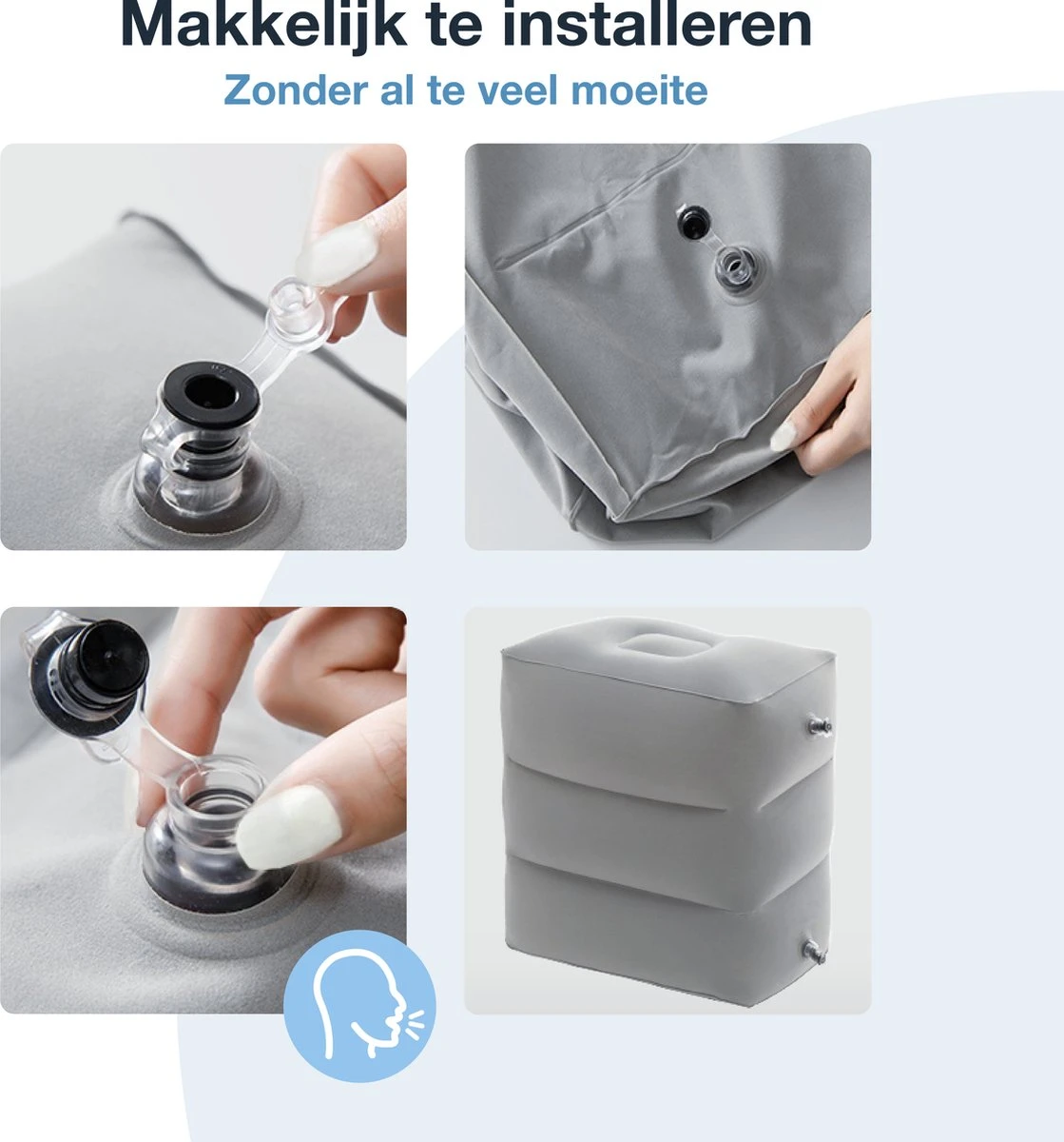 Merkloos Vliegtuigbedje - Opblaasbare Voetensteun - Reiskussen Vliegtuig - 3 Standen 8 Merkloos Vliegtuigbedje - Opblaasbare Voetensteun - Reiskussen Vliegtuig - 3 Standen - Afbeelding 6