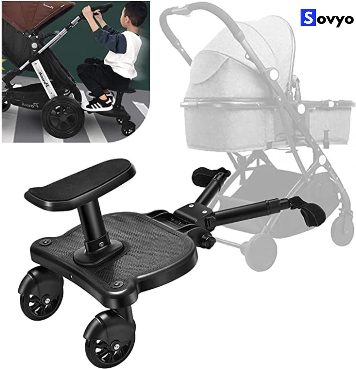 Merkloos Meerijdplankje Universeel Buggy/Kinderwagen - Kinderwagen Accessoire Met Afneembaar Zitje Van Hoogwaardige Kwaliteit - Verstelbaar Meerijdplankje 3 Merkloos Meerijdplankje Universeel Buggy/Kinderwagen - Kinderwagen Accessoire Met Afneembaar Zitje Van Hoogwaardige Kwaliteit - Verstelbaar Meerijdplankje