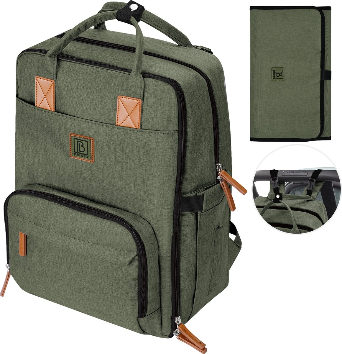 Brisby Slijtvaste Luiertas – Verzorgingstas – Met Buggymontage - Groen 3 Brisby Slijtvaste Luiertas – Verzorgingstas – Met Buggymontage - Groen