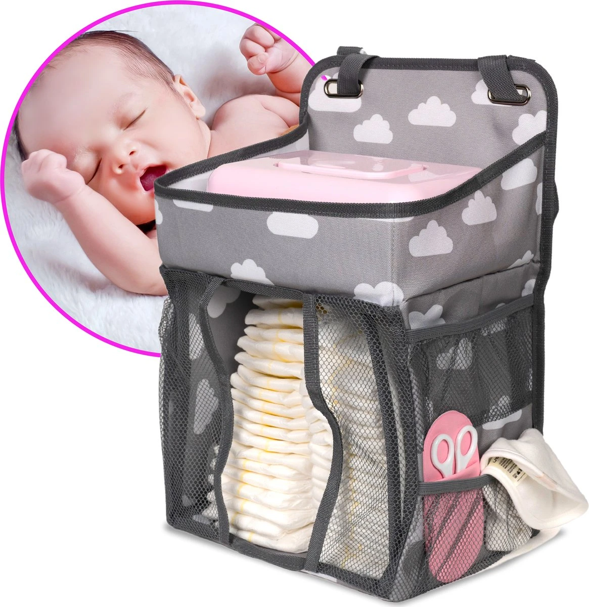 Casteleyn - Luier Organizer - Luiertas - Commodemandjes - Luierzak - Extra Ruim - Verstelbaar - Waterdicht - Wolkjes 3 Casteleyn - Luier Organizer - Luiertas - Commodemandjes - Luierzak - Extra Ruim - Verstelbaar - Waterdicht - Wolkjes