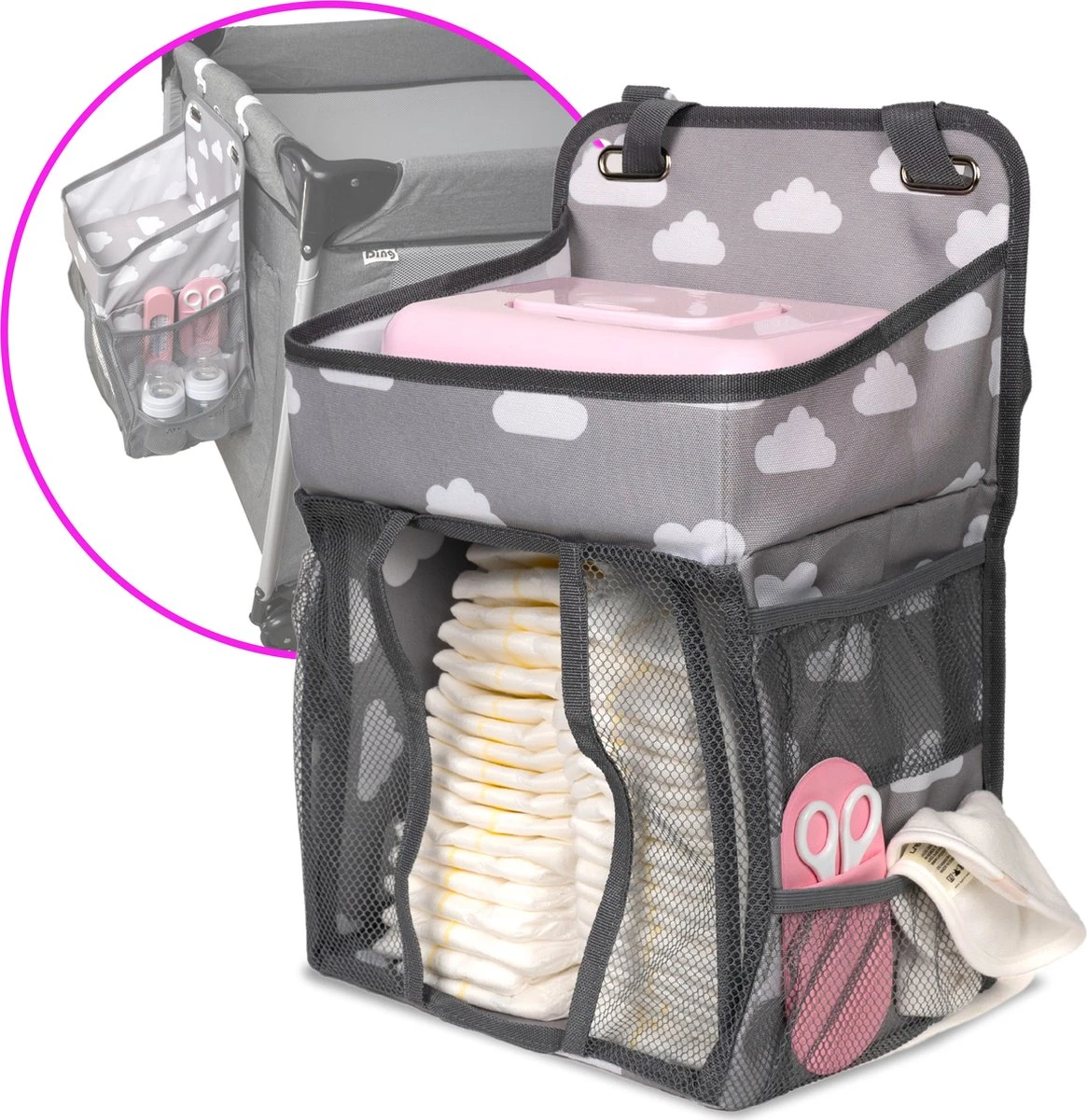 Casteleyn - Luier Organizer - Luiertas - Commodemandjes - Luierzak - Extra Ruim - Verstelbaar - Waterdicht - Wolkjes 12 Casteleyn - Luier Organizer - Luiertas - Commodemandjes - Luierzak - Extra Ruim - Verstelbaar - Waterdicht - Wolkjes - Afbeelding 10