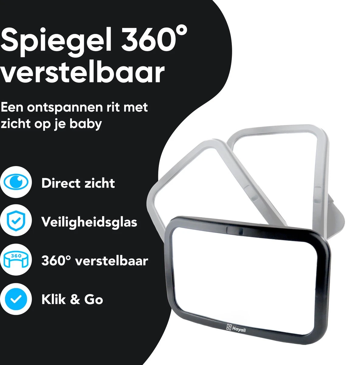 Autospiegel Baby 360° Verstelbaar Voor Hoofdsteun Autostoel -Achteruitkijkspiegel XL- Achterbankspiegel Kinderen -Baby Veiligheid Accessoires - Zwart 4 Autospiegel Baby 360° Verstelbaar Voor Hoofdsteun Autostoel -Achteruitkijkspiegel XL- Achterbankspiegel Kinderen -Baby Veiligheid Accessoires - Zwart - Afbeelding 2
