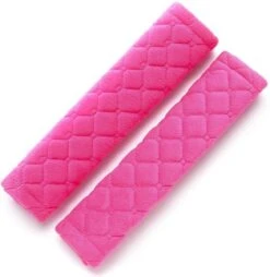 Hazlö Luxe Gordelhoezen - Checkered - Auto Gordel Beschermer - Schouderhoezen - Gordelkussen - Gordelhoes - 2 Stuks - Roze