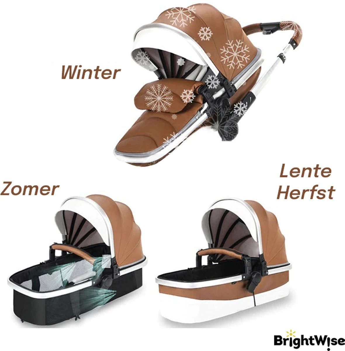 Merkloos BrightWise® Luxe Kinderwagen 3 In 1 Voldoet Aan Alle Europese Veiligheidscertificaten - Wandelwagen - Kinderwagen 3-in-1 Incl Autostoel - Kinderwagen Maxi Cosi – Buggy 3 In 1 - Newborn - Leer - Bruin 14 Merkloos BrightWise® Luxe Kinderwagen 3 In 1 Voldoet Aan Alle Europese Veiligheidscertificaten - Wandelwagen - Kinderwagen 3-in-1 Incl Autostoel - Kinderwagen Maxi Cosi – Buggy 3 In 1 - Newborn - Leer - Bruin - Afbeelding 12