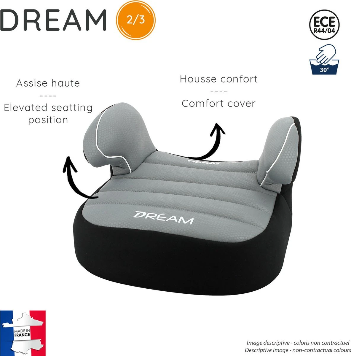 Nania - Zitverhoger Dream Luxe - Groep 2/3 (van 15 Tot 36 Kg) - 3 Tot 12 Jaar - Grijs 3 Nania - Zitverhoger Dream Luxe - Groep 2/3 (van 15 Tot 36 Kg) - 3 Tot 12 Jaar - Grijs