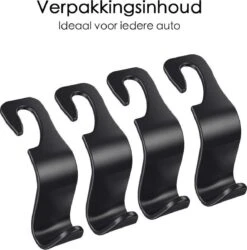Merkloos Auto Kapstok - Opberghaak - Tashouder - Zwart - 4 Stuks -Auto Zit Verkoop 1185x1200 3