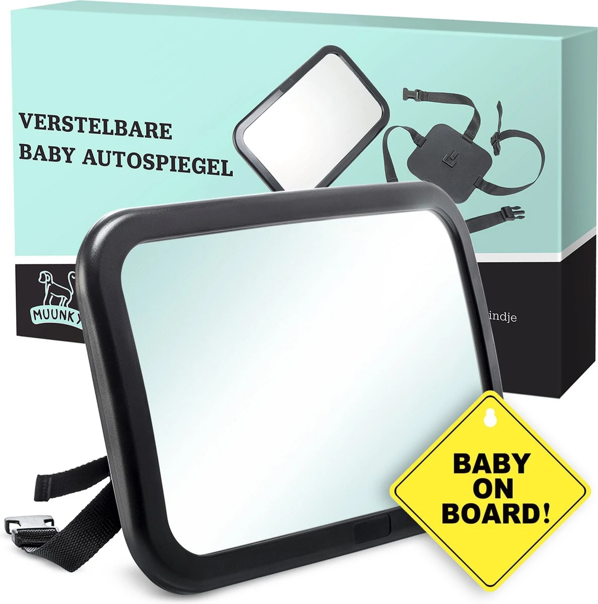 Autospiegel Baby - Verstelbare Achteruitkijkspiegel - Babyspiegel Voor Achterbank - Baby On Board Met Zuignap 3 Autospiegel Baby - Verstelbare Achteruitkijkspiegel - Babyspiegel Voor Achterbank - Baby On Board Met Zuignap
