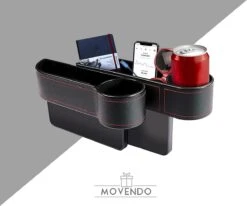 MOVENDO® - Luxe Auto Organizer Bestuurder En Bijrijder - Autostoel Opbergdoos Met Bekerhouder - Opbergen Auto Accessoires - Auto Accessories - Smartphone Telefoon Houder Geschikt Voor Tablet IPad Samsung Tab En Nintendo Switch - Cadeautje