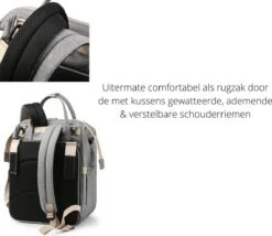 Humpy Dumpy Stijlvolle Luiertas Rugzak (Grijs) Met Uitschuifbaar Verschoon/ Slaap Bedje. Incl. Verschoon Matje, USB Poort & Buggy Straps -Auto Zit Verkoop 1200x1042 2