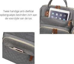 Humpy Dumpy Stijlvolle Luiertas Rugzak (Grijs) Met Uitschuifbaar Verschoon/ Slaap Bedje. Incl. Verschoon Matje, USB Poort & Buggy Straps -Auto Zit Verkoop 1200x1049