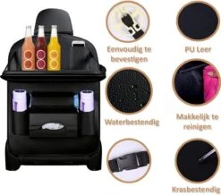 RAMBUX® - Autostoel Organizer Met Tray - Organizer Auto Stoelhoes Met Uitklapbare Tafel - Duurzaam Mat Zwart PU Leer Kunstleer - Tablethouder - Telefoonhouder - Fleshouder -Auto Zit Verkoop 1200x1057 1