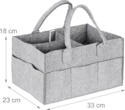 Relaxdays Luiertas Baby - Verzorgingstas Vilt - Organizer Luiers - Uitneembare Schotjes - Lichtgrijs -Auto Zit Verkoop 1200x1057