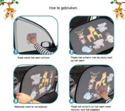 Merkloos Zonnescherm Auto Zijruit Kind - Zonwering Auto Zelfklevend - UV Protectie - Autozonnescherm Voor Kinderen - 2 Stuks - Dieren Multi Colour -Auto Zit Verkoop 1200x1069 1
