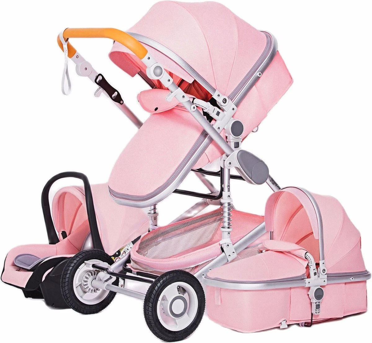 Merkloos Luxe 3-in-1 Kinderwagen - Wandelwagen - Autostoeltje - Buggy - Inklapbaar - Roze - 0-36 Maanden 3 Merkloos Luxe 3-in-1 Kinderwagen - Wandelwagen - Autostoeltje - Buggy - Inklapbaar - Roze - 0-36 Maanden