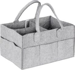 Relaxdays Luiertas Baby - Verzorgingstas Vilt - Organizer Luiers - Uitneembare Schotjes - Lichtgrijs -Auto Zit Verkoop 1200x1123 1