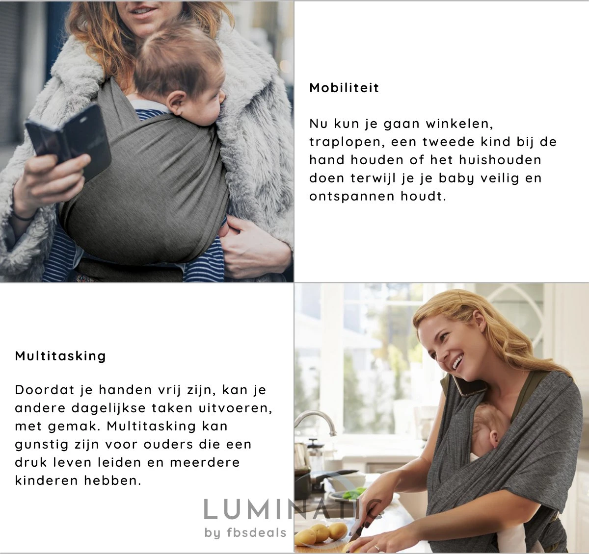 Baby Draagdoek - Babywrap - Baby Carrier - Babydrager - Buikdrager Baby – Baby Draagzak - Baby Sling | Luminatic® | Ergonomisch | Met Tasje | Zwart 8 Baby Draagdoek - Babywrap - Baby Carrier - Babydrager - Buikdrager Baby – Baby Draagzak - Baby Sling | Luminatic® | Ergonomisch | Met Tasje | Zwart - Afbeelding 6