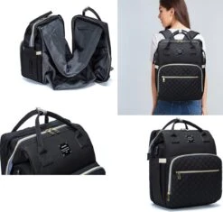 Luiertas - Multifuctioneel Luiertas 3 In 1 - Met Babybedje - Met Verschoningsmatje - Zwart - Met Usb - Met Verdikt Matras -Auto Zit Verkoop 1200x1143 1