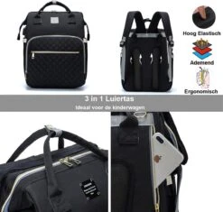 Luiertas - Multifuctioneel Luiertas 3 In 1 - Met Babybedje - Met Verschoningsmatje - Zwart - Met Usb - Met Verdikt Matras -Auto Zit Verkoop 1200x1143 2