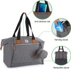 Brisby Slijtvaste Luiertas - Verzorgingstas Groot - Grijs - Inclusief Verschoonmatje - Isoleervakken - Fopspeen Houder - Makkelijk Te Bevestigen Aan De Kinderwagen -Auto Zit Verkoop 1200x1165 1