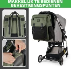 Brisby Slijtvaste Luiertas – Verzorgingstas - Two Tone Groen En Zwart - Inclusief Verschoonmatje - Isoleervakken - Met Geïntegreerde Kinderwagen Haken -Auto Zit Verkoop 1200x1174 3