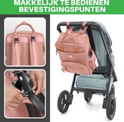 Brisby Slijtvaste Luiertas – Verzorgingstas – Met Buggymontage - Roze -Auto Zit Verkoop 1200x1181 2