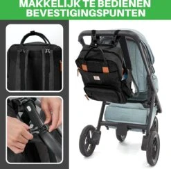 Brisby Slijtvaste Luiertas – Verzorgingstas – Met Buggymontage - Zwart -Auto Zit Verkoop 1200x1181 3