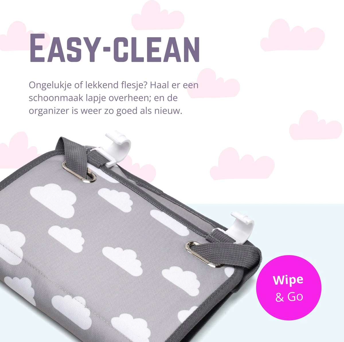 Casteleyn - Luier Organizer - Luiertas - Commodemandjes - Luierzak - Extra Ruim - Verstelbaar - Waterdicht - Wolkjes 4 Casteleyn - Luier Organizer - Luiertas - Commodemandjes - Luierzak - Extra Ruim - Verstelbaar - Waterdicht - Wolkjes - Afbeelding 2