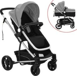 VidaXL Kinderwagen 2-in-1 Aluminium Grijs En Zwart -Auto Zit Verkoop 1200x1197 13