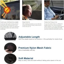CUBEXCOM® Auto Zonnescherm, Autoraamschaduwen Voor Baby, Kinderen, Volwassenen En Huisdieren, 2 STUKS, Autoruit Zonwering, Universele Zonnescherm Zonnewering, Auto Klamboe Gordijn, UV Zonbescherming Protectie, Anti-Verblinding -Auto Zit Verkoop 1200x1197 6