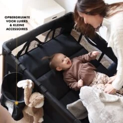 Deryan Luxe Campingbed Compleet - 120x60cm - Bodemverhoger - Verschoonblad - Opbergmand - Zwart -Auto Zit Verkoop 1200x1200 1203