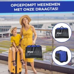 Merkloos Voetensteun - Vliegtuigbedje - Premium Quality XL - Reisbedje - Met Speciale Draagtas - Vliegtuig Kussen - Voetenbankje Of Poef - Met Slaapmasker & Pomp - Grijs -Auto Zit Verkoop 1200x1200 1242