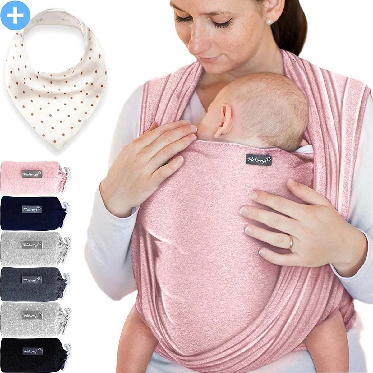 Makimaja Baby Sling - Roze - Hoge Kwaliteit 100% Natuurlijk Katoen Baby Sling - Baby Sling Pasgeborene En Baby's Tot 15 Kg - Plus Inclusief: Baby Slabbetje 3 Makimaja Baby Sling - Roze - Hoge Kwaliteit 100% Natuurlijk Katoen Baby Sling - Baby Sling Pasgeborene En Baby's Tot 15 Kg - Plus Inclusief: Baby Slabbetje
