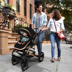 KIDUKU- 3 In 1 Combi-kinderwagen- Zwart/goud- Buggy Incl. Autostoeltje-regenhoes- Inklapbaar -Auto Zit Verkoop 1200x1200 1568