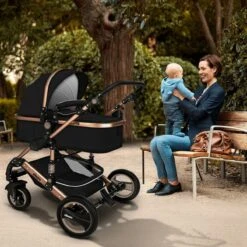 KIDUKU- 3 In 1 Combi-kinderwagen- Zwart/goud- Buggy Incl. Autostoeltje-regenhoes- Inklapbaar -Auto Zit Verkoop 1200x1200 1569