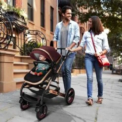 KIDUKU- 3 In 1 Combi-kinderwagen- Bordeaux- Zwart-goud- Buggy Incl. Autostoeltje-regenhoes- Inklapbaar -Auto Zit Verkoop 1200x1200 1619