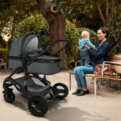 KIDUKU- 3 In 1 Combi-kinderwagen- Antraciet/zwart Buggy Incl. Autostoeltje-regenhoes- Inklapbaar -Auto Zit Verkoop 1200x1200 1639