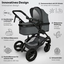 KIDUKU- 3 In 1 Combi-kinderwagen- Antraciet/zwart Buggy Incl. Autostoeltje-regenhoes- Inklapbaar -Auto Zit Verkoop 1200x1200 1640