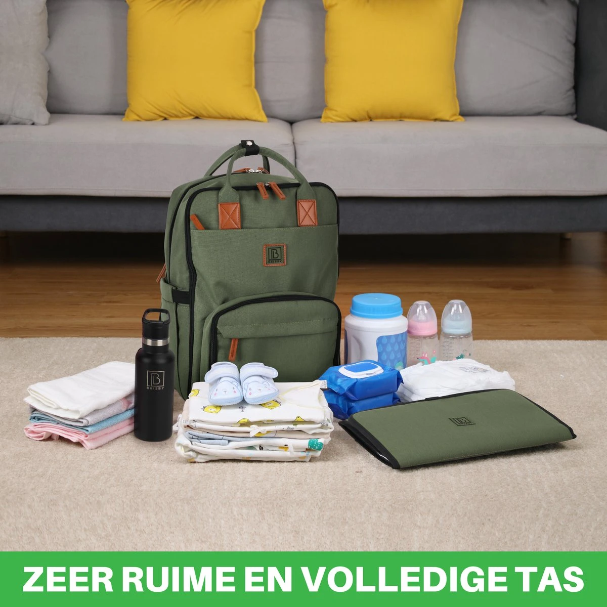 Brisby Slijtvaste Luiertas – Verzorgingstas – Met Buggymontage - Groen 9 Brisby Slijtvaste Luiertas – Verzorgingstas – Met Buggymontage - Groen - Afbeelding 7