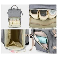 LifeGoods Luiertas Rugzak - Incl. Buggy En Kinderwagen Haken - Complete Set - 23.8 L - Grijs -Auto Zit Verkoop 1200x1200 288