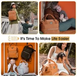 NanaBeebi Luiertas Rugzak Met Verschoonmatje - Cognac - Inclusief Flessenwarmhouder - Kinderwagenhaken En Isoleervak -Auto Zit Verkoop 1200x1200 327