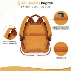 NanaBeebi Luiertas Rugzak Met Verschoonmatje - Cognac - Inclusief Flessenwarmhouder - Kinderwagenhaken En Isoleervak -Auto Zit Verkoop 1200x1200 330