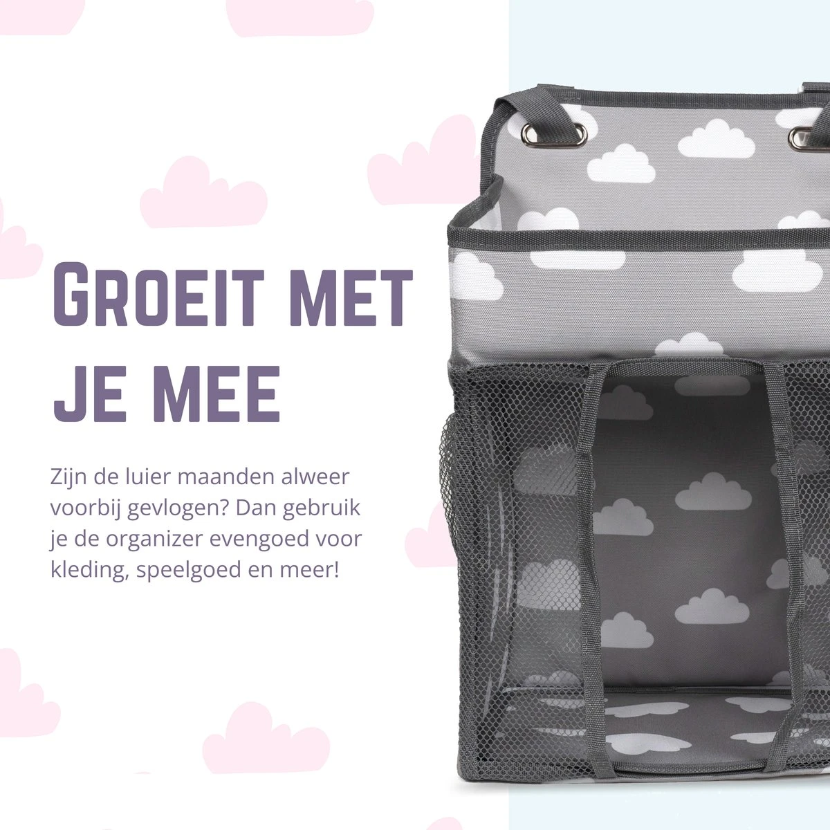Casteleyn - Luier Organizer - Luiertas - Commodemandjes - Luierzak - Extra Ruim - Verstelbaar - Waterdicht - Wolkjes 6 Casteleyn - Luier Organizer - Luiertas - Commodemandjes - Luierzak - Extra Ruim - Verstelbaar - Waterdicht - Wolkjes - Afbeelding 4