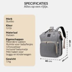 Buxibo 2-in-1 Luier- En Verzorgingstas - Inclusief Verschoon Matje - Baby Rug Tas Met Isoleervak - Diaper Backpack Bag - Reis Rugzak Inclusief Buggy En Kinderwagen Haken - Grote Capaciteit - -Auto Zit Verkoop 1200x1200 352