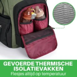 Brisby Slijtvaste Luiertas – Verzorgingstas - Two Tone Groen En Zwart - Inclusief Verschoonmatje - Isoleervakken - Met Geïntegreerde Kinderwagen Haken -Auto Zit Verkoop 1200x1200 366