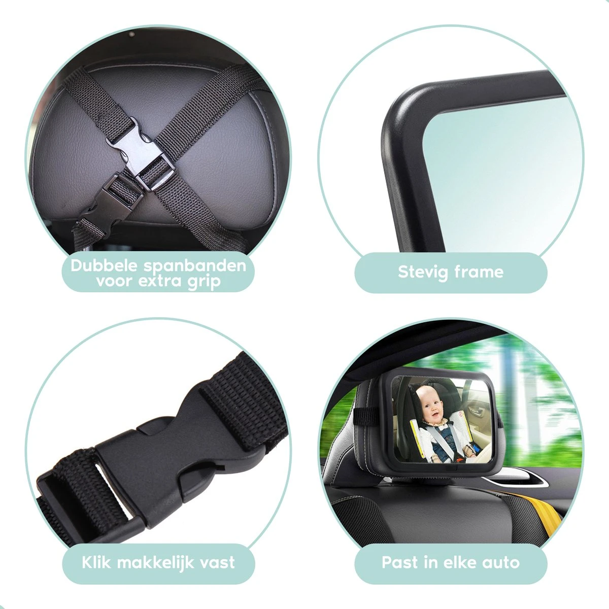 Autospiegel Baby - Verstelbare Achteruitkijkspiegel - Babyspiegel Voor Achterbank - Baby On Board Met Zuignap 8 Autospiegel Baby - Verstelbare Achteruitkijkspiegel - Babyspiegel Voor Achterbank - Baby On Board Met Zuignap - Afbeelding 6